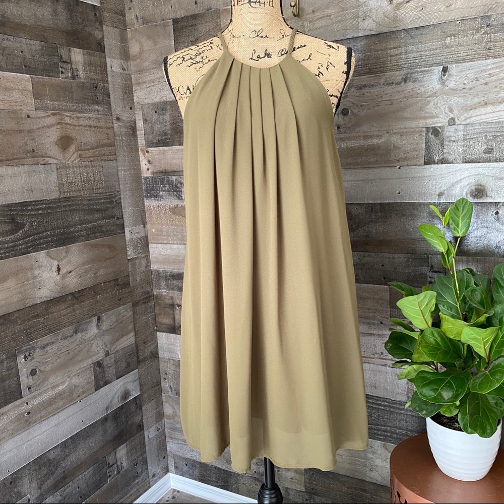 Soprano pleated sheer braided strap dress